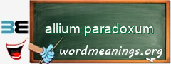 WordMeaning blackboard for allium paradoxum